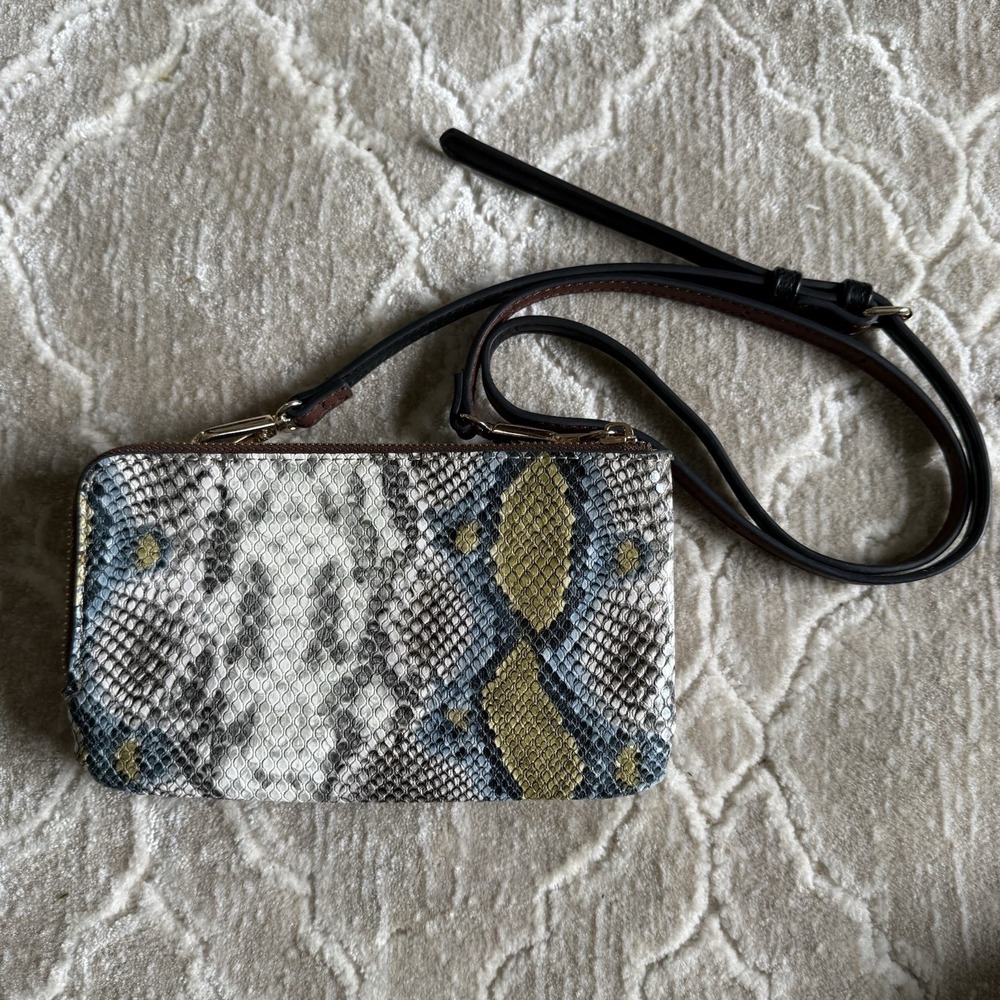 Accessorize London Women's Purse Lightweight Snake Double Zip Cross Body Bag